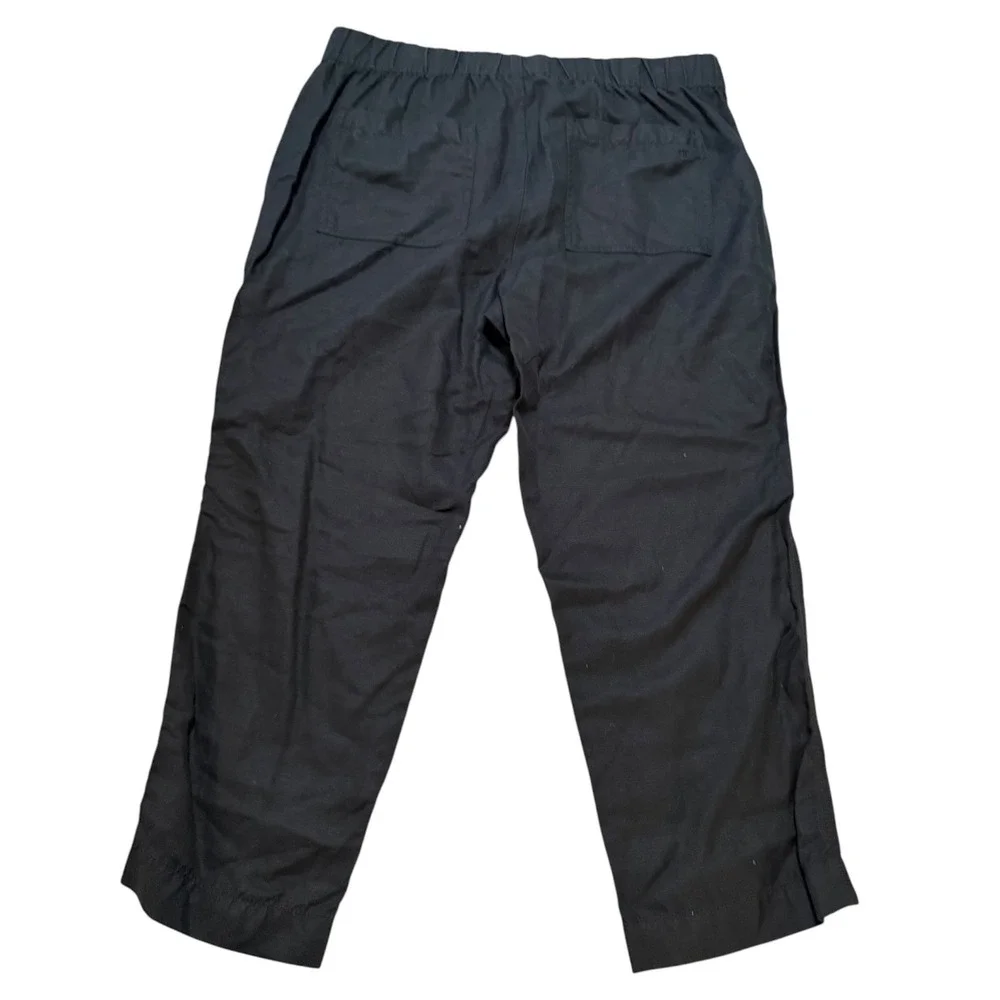 Banana Republic Black Linen Lyocell Blend Pull On Pants Tapered Crop Size L